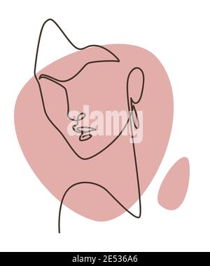 Portrait de femme minimaliste en ligne continue Illustration de Vecteur