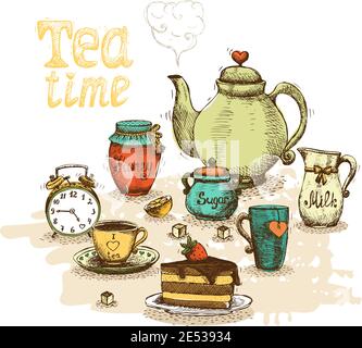 L'heure du thé la vie encore vecteur illustration Illustration de Vecteur