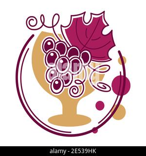 Dégustation de vin rouge et sec pour boire des logos de vin ensemble vectoriel de signes isolés Illustration de Vecteur