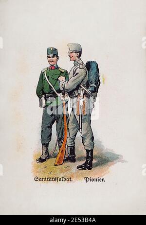 Armee austro-hongroise (Forces armées impériales et royales). Soldat de service médique. Sapper (Pionier). Empire austro-hongrois (double monarchie). 1910s Banque D'Images