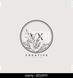 VX Beauty vector logo initial art, écriture logo de la signature initiale, mariage, mode, bijoux, boutique, floral et botanique avec la température créative Illustration de Vecteur