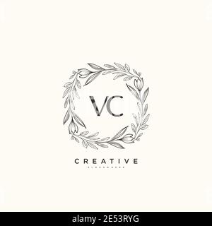 VC Beauté vecteur logo initial art, écriture logo de la signature initiale, mariage, mode, bijoux, boutique, floral et botanique avec la température créative Illustration de Vecteur