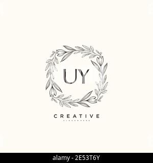 UY Beauty vecteur logo initial art, écriture logo de signature initiale, mariage, mode, bijoux, boutique, floral et botanique avec la température créative Illustration de Vecteur