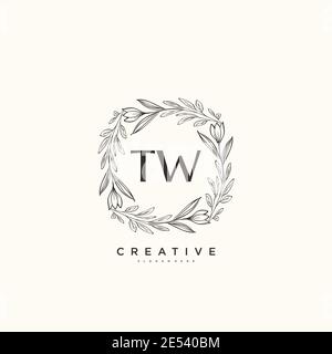TW Beauty vector logo original art, écriture logo de signature initiale, mariage, mode, bijoux, boutique, floral et botanique avec la température créative Illustration de Vecteur