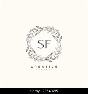 SF Beauté vecteur logo initial art, écriture logo de la signature initiale, mariage, mode, bijoux, boutique, floral et botanique avec la température créative Illustration de Vecteur
