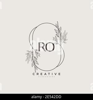 RO Beauté vecteur logo initial art, écriture logo de la signature initiale, mariage, mode, bijoux, boutique, floral et botanique avec la température créative Illustration de Vecteur