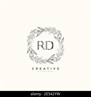 RD Beauté vecteur logo initial art, écriture logo de signature initiale, mariage, mode, bijoux, boutique, floral et botanique avec la température créative Illustration de Vecteur