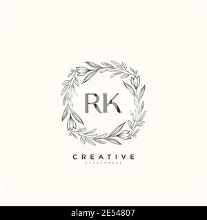 RK Beauty vector logo initial art, écriture logo de la signature initiale, mariage, mode, bijoux, boutique, floral et botanique avec la température créative Illustration de Vecteur