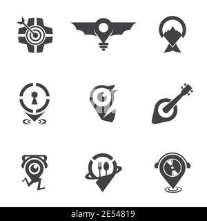 Logo d'emplacement icône Vector Design Bundle pour les entreprises et les entreprises Illustration de Vecteur