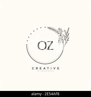 OZ Beauté vecteur logo initial art, écriture logo de signature initiale, mariage, mode, bijoux, boutique, floral et botanique avec la température créative Illustration de Vecteur