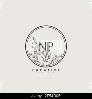 NP Beauty vecteur logo initial art, écriture logo de signature initiale, mariage, mode, bijoux, boutique, floral et botanique avec la température créative Illustration de Vecteur