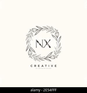 NX Beauty vector logo initial art, écriture logo de signature initiale, mariage, mode, bijoux, boutique, floral et botanique avec la température créative Illustration de Vecteur