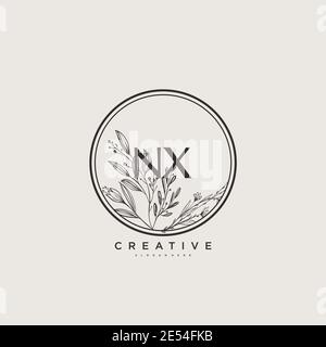 NX Beauty vector logo initial art, écriture logo de signature initiale, mariage, mode, bijoux, boutique, floral et botanique avec la température créative Illustration de Vecteur