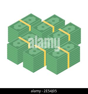 Concept Big Money. Une grosse pile d'argent. Des centaines de dollars. Isométrie. Illustration vectorielle Illustration de Vecteur