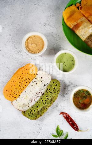 Nourriture de couleur drapeau indien - dose de trois couleurs pour le jour de l'indépendance de la République, foyer sélectif Banque D'Images