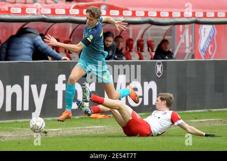 UTRECHT, PAYS-BAS - JANVIER 24: G-D: Sven Mijnans de Sparta Rotterdam, Django Warmerdam du FC Utrecht pendant le match néerlandais Eredivisie entre FC Banque D'Images