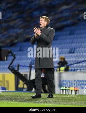 Graham Potter, entraîneur-chef de Brighton, lors du match de quatrième tour de la Coupe FA des Emirates entre Brighton et Hove Albion et Blackpool Town au stade American Express, Brighton, Royaume-Uni - 23 janvier 2021 photo SIM on Dack / images téléphoto - usage éditorial uniquement Banque D'Images