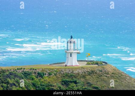 Vue sur le phare du Cap Reinga, Northland, Île du Nord, Nouvelle-Zélande Banque D'Images