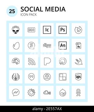 25 social Icon pandora, redhat, speakap, After Effects, aep Editable Vector Design Elements Illustration de Vecteur