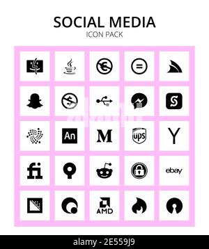 25 social Icon selcast, facebook, ND, usb, commons Eléments de conception vectorielle modifiables Illustration de Vecteur