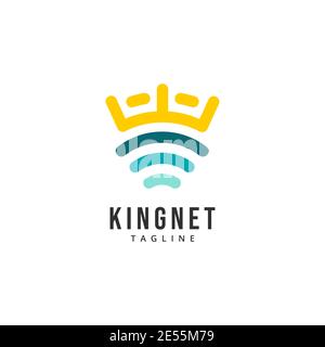 Modern signal Network Wi-Fi Crown King logo Vector Template adapté pour les entreprises de technologie et d'internet Illustration de Vecteur