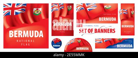 Ensemble de bannières vectorielles avec le drapeau national du Bermudes Illustration de Vecteur