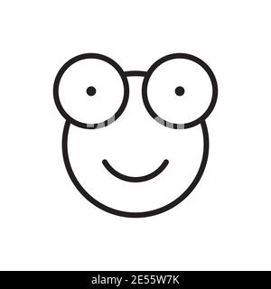 line icon dessin animé tête grenouille vecteur Illustration de Vecteur