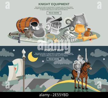 Bandeau horizontal Knight avec armure médiévale et arme isolée illustration vectorielle Illustration de Vecteur