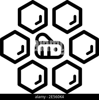 Vecteur contour icône illustration logo pour le miel, nectar d'abeille. Motif de miel composé de produit naturel sucré abeilles sauvages Honeycomb. Mangez des miels Illustration de Vecteur
