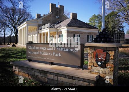 Entrée au parc militaire national de Chickamauga et Chattanooga en Géorgie. Banque D'Images