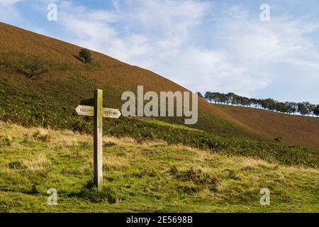 Panneau traditionnel sur les North Yorkshire Moors. Banque D'Images