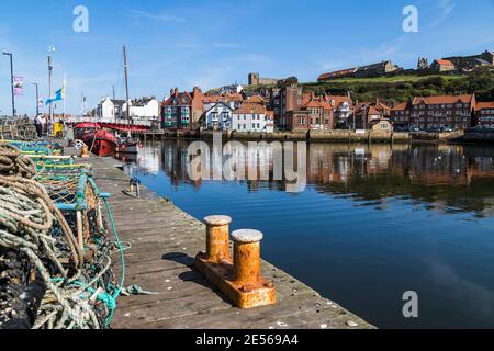 Quai du port de Whitby. Banque D'Images
