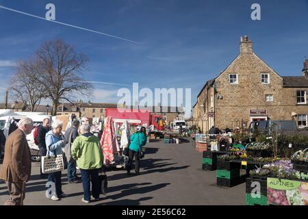 Le marché extérieur de Masham Market Square. Banque D'Images