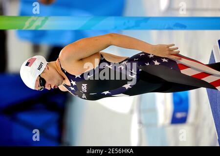 Katie Hoff aux États-Unis nage dans une chaleur de 400 mètres individuelle féminine pendant la qualification préliminaire de natation aux XXIX Jeux Olympiques de Beijing, Chine, le 9 août 2008. Photo de Gouhier-Hahn-Nebinger/Cameleon/ABACAPRESS.COM Banque D'Images