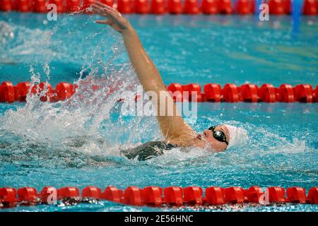 Katie Hoff aux États-Unis nage dans une chaleur de 400 mètres individuelle féminine pendant la qualification préliminaire de natation aux XXIX Jeux Olympiques de Beijing, Chine, le 9 août 2008. Photo de Gouhier-Hahn-Nebinger/Cameleon/ABACAPRESS.COM Banque D'Images