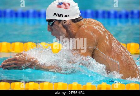 Lors de la qualification de natation préliminaire aux XXIX Jeux Olympiques de Beijing, en Chine, le 9 août 2008. Photo de Gouhier-Hahn-Nebinger/Cameleon/ABACAPRESS.COM Banque D'Images