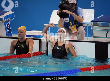 Lors de la qualification de natation préliminaire aux XXIX Jeux Olympiques de Beijing, en Chine, le 9 août 2008. Photo de Gouhier-Hahn-Nebinger/Cameleon/ABACAPRESS.COM Banque D'Images