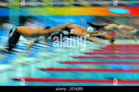 Illustration du début de la qualification de natation préliminaire aux XXIX Jeux Olympiques de Beijing, Chine, le 9 août 2008. Photo de Gouhier-Hahn-Nebinger/Cameleon/ABACAPRESS.COM Banque D'Images