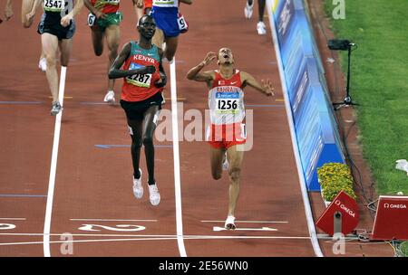 Le Rashid Ramzi de Bahreïn remporte la finale masculine de 1500m du XXIX match olympique de Pékin, assis au Stade national de Beijing, en Chine, le 19 août 2008. Photo de Willis Parker/Cameleon/ABACAPRESS.COM Banque D'Images