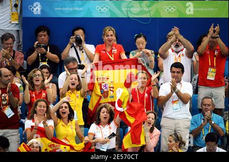 La princesse Cristina d'Espagne assiste à l'épreuve de routine gratuite de l'équipe de natation synchronisée des Jeux Olympiques de Beijing 2008 le jour 15 au Centre aquatique national de Beijing, en Chine, le 23 août 2008. Photo de Gouhier-Hahn-Nebinger/Cameleon/ABACAPRESS.COM Banque D'Images