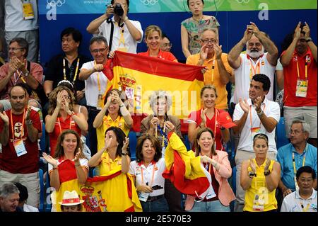 La princesse Cristina d'Espagne assiste à l'épreuve de routine gratuite de l'équipe de natation synchronisée des Jeux Olympiques de Beijing 2008 le jour 15 au Centre aquatique national de Beijing, en Chine, le 23 août 2008. Photo de Gouhier-Hahn-Nebinger/Cameleon/ABACAPRESS.COM Banque D'Images