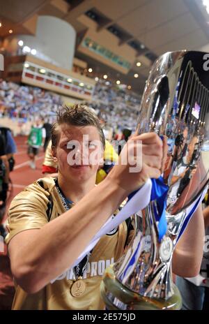 Andrei Arshavin lors de la finale de la Super coupe de l'UEFA, Manchester United contre Zenit St Petersbourg au Stade Louis II à Monaco, le 29 août 2008. Photo de Willis Baker/Cameleon/ABACAPRESS.COM Banque D'Images