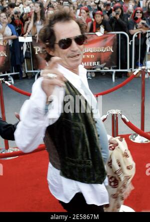 Keith Richards participe à la première mondiale de Pirates des Caraïbes: À la fin du monde à Disneyland à Anaheim, en Californie, le 5/19/07. [[laj]] Banque D'Images