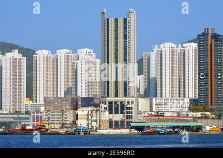 Horizon de Yau Tong (油塘), Kowloon, Hong Kong Banque D'Images