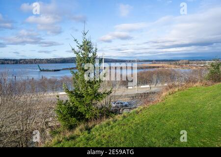 Port Gardner est une entrée de possession Sound sur laquelle se trouve la ville d'Everett, Washington. La rivière Snohomish s'écoule vers l'extrémité nord du Banque D'Images