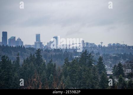 Vue panoramique sur Seattle le jour d'hiver. Banque D'Images