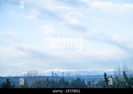 Vue panoramique sur Seattle le jour d'hiver. Banque D'Images