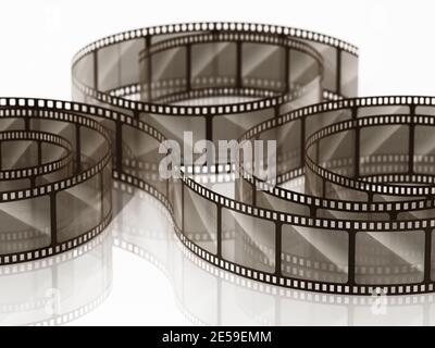 Film vintage isolé sur fond blanc. Illustration 3D. Banque D'Images