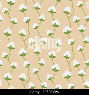 Motif décoratif sans couture en coton avec fleurs blanches moelleuses illustration vectorielle Illustration de Vecteur