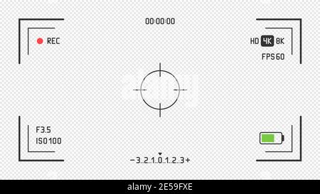 Viseur du cadre de la caméra vidéo sur fond transparent Illustration de Vecteur